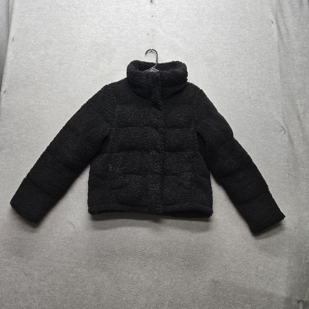 Abercrombie & Fitch Men Jacket S Black Sherpa Puffer Snap Full Zip